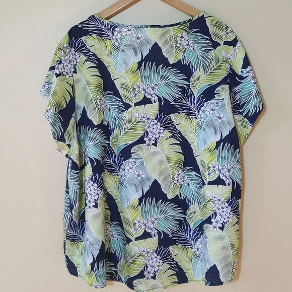Panama Jack Linen Top Matching Pant Set Tropical Palm Size 3X Resortwear Coastal - Picture 9 of 16